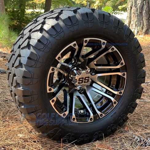 10 "Lancer Golf Cart Wheels و 18x9-10 Dot Stinger All Terrain Golf Cart Cart Carbo - مجموعة من 4 (تناسب جميع العربات!) in Kuwait