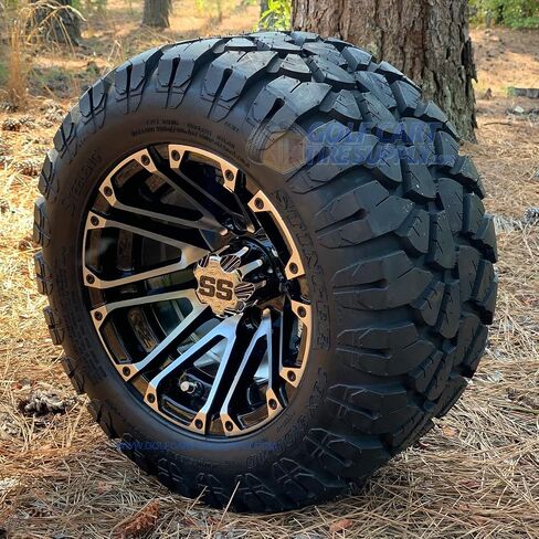 10 "Lancer Golf Cart Wheels و 18x9-10 Dot Stinger All Terrain Golf Cart Cart Carbo - مجموعة من 4 (تناسب جميع العربات!) in Kuwait