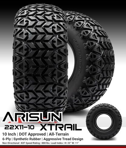 Full set of Arisun X-Trail AT06 22x11-10 (4ply) Golf Cart Tires (4) in Saudi Arabia