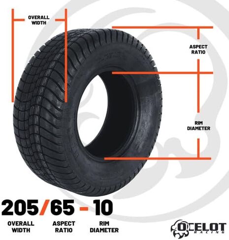 OCELOT P825 205/65-10 إطارات عربة الجولف العشبية أو إطارات الرصيف من 4 طواف ، إطارات عربة الجولف مع جودة جميع التضاريس ، إطارات فقي غير متجانسة ، مثالية لسيارة النادي/العربات مع 10 "حافات in Saudi Arabia