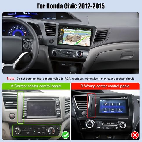 2+64G Android 13 Car Stereo for Honda Civic 2012-2015 with Wireless CarPlay Android Auto, 9" IPS Touchscreen in Dash GPS Radio with Navi WiFi Bluetooth FM RDS HiFi EQ SWC + Backup Camera & MIC in Saudi Arabia