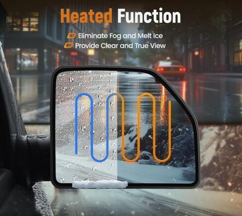 Heated Side Exterior Mirror Glass Compatible with 15-21 Ford F150 17-22 F250 F350 F450 F550 FL3Z17K707G FL3Z17K707D FL3Z-17K707-G FL3Z-17K707-D Right Passenger Side Upper Heating Chrome Mirrors Glass in Saudi Arabia