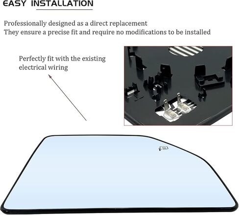 Heated Side Exterior Mirror Glass Compatible with 15-21 Ford F150 17-22 F250 F350 F450 F550 FL3Z17K707G FL3Z17K707D FL3Z-17K707-G FL3Z-17K707-D Right Passenger Side Upper Heating Chrome Mirrors Glass in Saudi Arabia