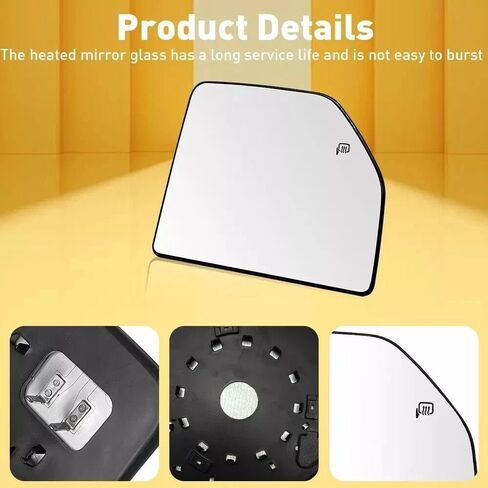 Heated Side Exterior Mirror Glass Compatible with 15-21 Ford F150 17-22 F250 F350 F450 F550 FL3Z17K707G FL3Z17K707D FL3Z-17K707-G FL3Z-17K707-D Right Passenger Side Upper Heating Chrome Mirrors Glass in Saudi Arabia