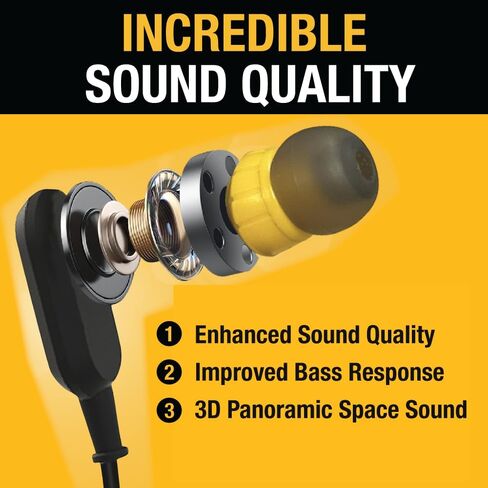 DEWALT Wireless Bluetooth Earphones - Jobsite Behind-Neck Wireless Headphones - Water-Resistant Wireless Earphones with Microphone - 20+ H Playtime in Kuwait