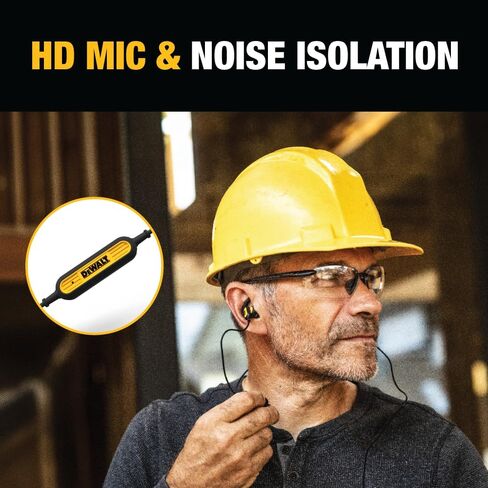 DEWALT Wireless Bluetooth Earphones - Jobsite Behind-Neck Wireless Headphones - Water-Resistant Wireless Earphones with Microphone - 20+ H Playtime in Kuwait