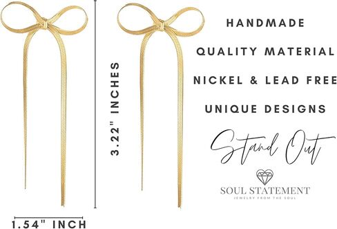 Bow Earrings, Statement Earrings for Women & Teens, Cute Dangles for Women's Stylish Everyday and Special Occasions, Wedding, Formal Wear in Saudi Arabia
