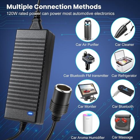 محول 110 فولت AC إلى DC 12V 10A 120W ، محول ولاعة السجائر إلى سدادات الحائط 100-240V ، شاحن سيارة إلى محول محول محول محول محول الجدار لكاميرا DASH ، نفخ ، فراغ ، ثلاجة السيارة ، سيارة ، أجهزة السيارة in Saudi Arabia