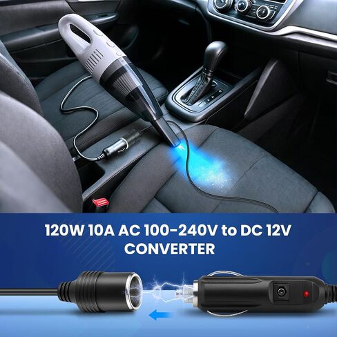 محول 110 فولت AC إلى DC 12V 10A 120W ، محول ولاعة السجائر إلى سدادات الحائط 100-240V ، شاحن سيارة إلى محول محول محول محول محول الجدار لكاميرا DASH ، نفخ ، فراغ ، ثلاجة السيارة ، سيارة ، أجهزة السيارة in Saudi Arabia