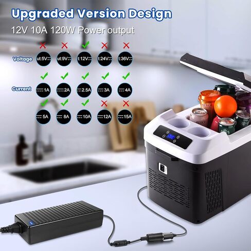 محول 110 فولت AC إلى DC 12V 10A 120W ، محول ولاعة السجائر إلى سدادات الحائط 100-240V ، شاحن سيارة إلى محول محول محول محول محول الجدار لكاميرا DASH ، نفخ ، فراغ ، ثلاجة السيارة ، سيارة ، أجهزة السيارة in Saudi Arabia