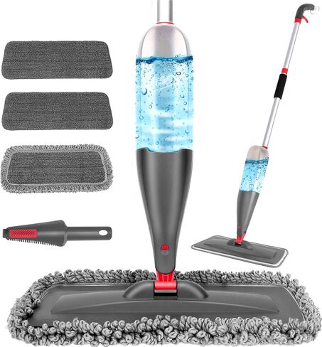 Spray Mop for Floor Cleaning with Washable Reusable Pads - Microfiber Wet Dry Mop with 800 ml Refillable Bottle,Dust Mop with Sprayer for Hardwood Laminate Vinyl Tile in Kuwait