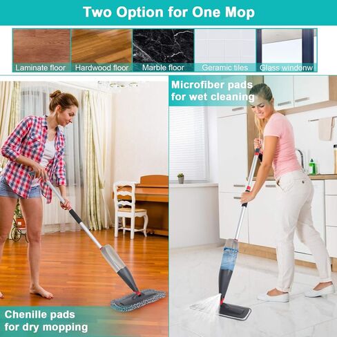 Spray Mop for Floor Cleaning with Washable Reusable Pads - Microfiber Wet Dry Mop with 800 ml Refillable Bottle,Dust Mop with Sprayer for Hardwood Laminate Vinyl Tile in Kuwait