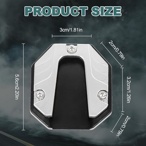 2-Pack Motorcycle Scooter Bike Kickstand Side Stand Pad Extender - Heavy Duty Anti-Skid Enlarged Foot Base Plate Support, Parking Aid for Soft Ground, Grass, Gravel, Sand & Hot Pavement(Silver1) in Kuwait