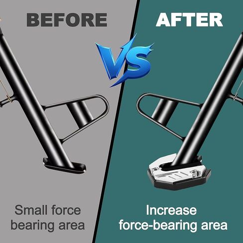 2-Pack Motorcycle Scooter Bike Kickstand Side Stand Pad Extender - Heavy Duty Anti-Skid Enlarged Foot Base Plate Support, Parking Aid for Soft Ground, Grass, Gravel, Sand & Hot Pavement(Silver1) in Kuwait