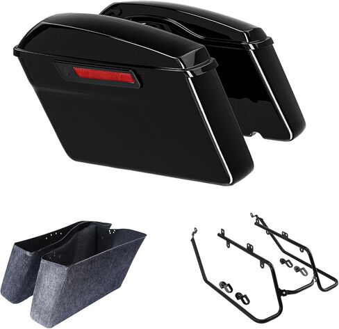 XFMT Motorcycle Vivid Black Hard Saddlebags W/Black Saddle Bags Conversion Brackets For Harley Dyna Fat Bob Low Rider Street Bob Super Glide 2008-2017 in Saudi Arabia