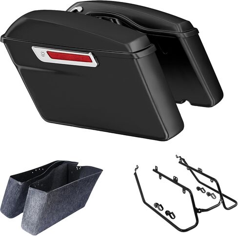 XFMT Motorcycle Vivid Black Hard Saddlebags W/Black Saddle Bags Conversion Brackets For Harley Dyna Fat Bob Low Rider Street Bob Super Glide 2008-2017 in Saudi Arabia