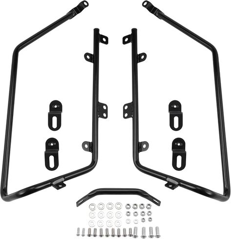 XFMT Motorcycle Vivid Black Hard Saddlebags W/Black Saddle Bags Conversion Brackets For Harley Dyna Fat Bob Low Rider Street Bob Super Glide 2008-2017 in Saudi Arabia