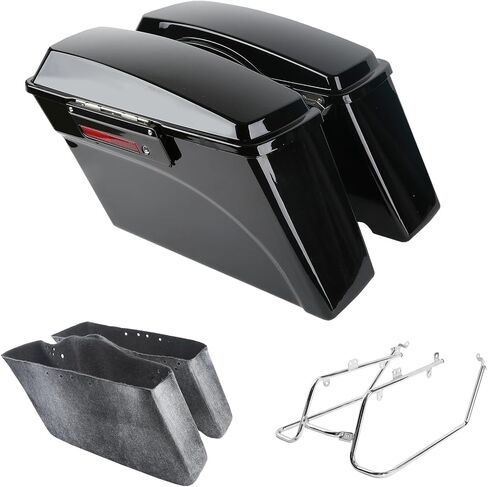 XFMT Motorcycle Vivid Black Hard Saddlebags W/Black Saddle Bags Conversion Brackets For Harley Dyna Fat Bob Low Rider Street Bob Super Glide 2008-2017 in Saudi Arabia