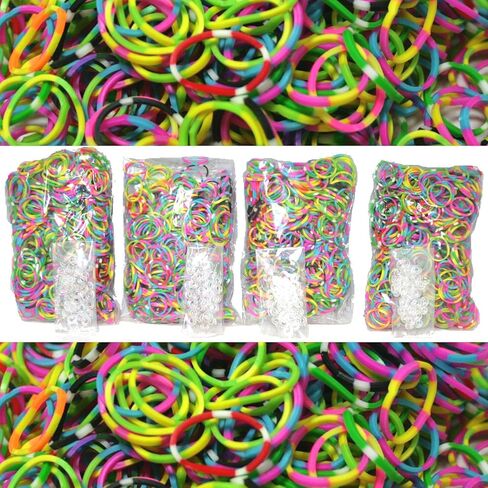 Bluedot Trading 600 Piece Multi-Color Rubber Band Loom Band Set and 25 Clear S-Clips for Kids DIY Arts and Crafts, Rainbow Friendship Bracelet Refill Pack in Kuwait