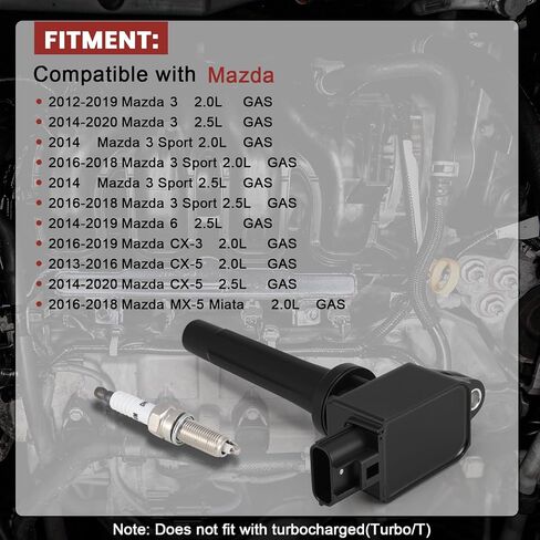 حزمة لفائف الإشعال UF656 و Iridium Sparks مجموعة من 4 متوافقة مع Mazda 3 6 3 Sport/Cx-3 Cx-5 Mx-5 Miata 2012-2020 2.0L 2.5L L4 استبدال#C1837 93501 in Saudi Arabia
