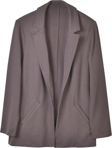 Blazer متماسكة من القطن غير الرسمي للسيدات - سترة عمل مكاتب ملونة طويلة الأكمام مع امتداد وتصميم أمامي مفتوح in Kuwait