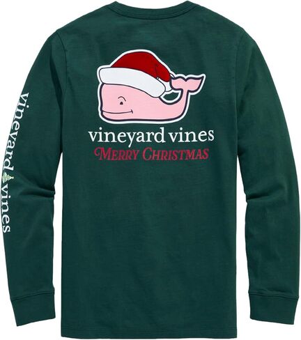 vineyard vines Boys' Flocked Santa Whale Long Sleeve Tee in Saudi Arabia