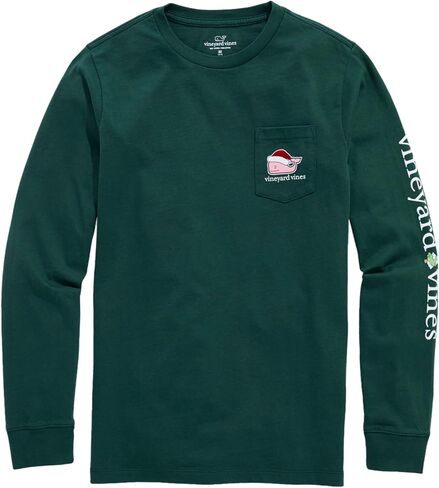 vineyard vines Boys' Flocked Santa Whale Long Sleeve Tee in Saudi Arabia