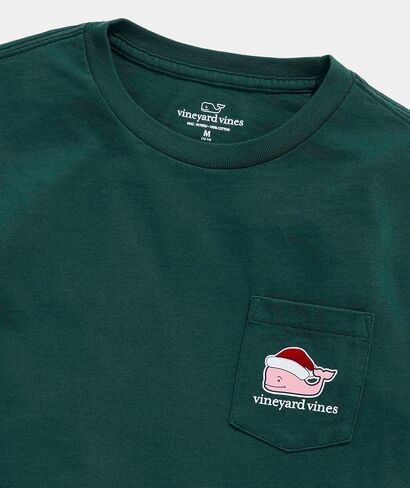vineyard vines Boys' Flocked Santa Whale Long Sleeve Tee in Saudi Arabia