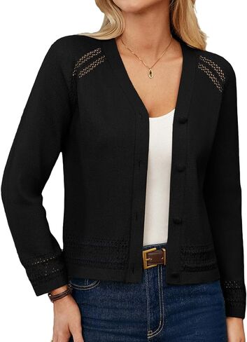 GRACE KARIN Women's 2025 Cotton Cropped Cardigan Lightweight Long Sleeve Button Down Sweaters Crochet Knit Sweater Tops in Saudi Arabia