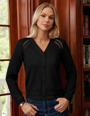 GRACE KARIN Women's 2025 Cotton Cropped Cardigan Lightweight Long Sleeve Button Down Sweaters Crochet Knit Sweater Tops in Saudi Arabia