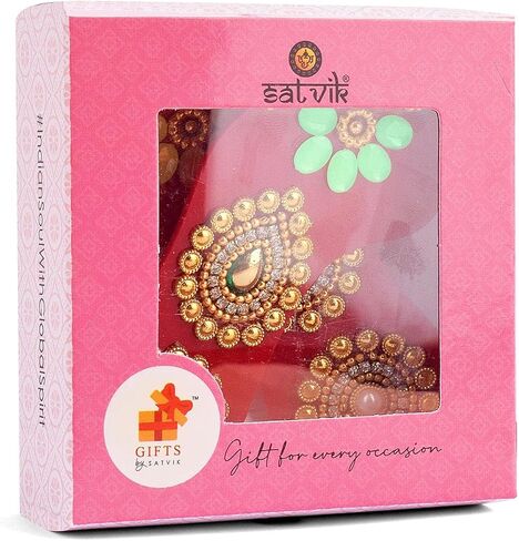 مجموعة SATVIK قطعة واحدة من ملصق Lakshmi Mata Charan Paduka من الأكريليك لتزيين مهرجان الديوالي مع حجر Moti Mandir ومهرجان أرضية المكتب المنزلي Pujan وملصقات Kolam Shubh Labh Rangoli (التصميم 2) in Saudi Arabia