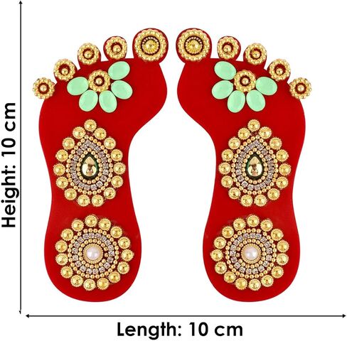 مجموعة SATVIK قطعة واحدة من ملصق Lakshmi Mata Charan Paduka من الأكريليك لتزيين مهرجان الديوالي مع حجر Moti Mandir ومهرجان أرضية المكتب المنزلي Pujan وملصقات Kolam Shubh Labh Rangoli (التصميم 2) in Saudi Arabia