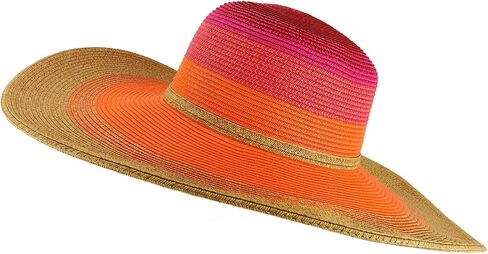 Trendy Apparel Shop UPF 50+ Colorful Mix Paper Poly Braid Wide Brim Sun Hat in Kuwait
