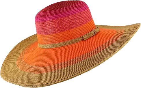 Trendy Apparel Shop UPF 50+ Colorful Mix Paper Poly Braid Wide Brim Sun Hat in Kuwait