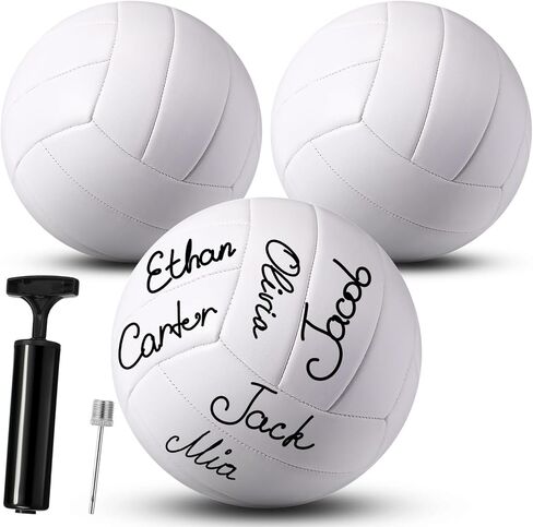 Jexine 6 Pcs All White Volleyball Ball Blank Official Size 5 Volleyball Ball Christian Charity Donation Plain White Volleyball Ball with Needle Pump for Autographs Awards Sign Painting Coaches Gift in Kuwait