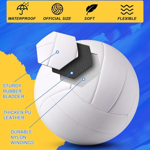 Jexine 6 Pcs All White Volleyball Ball Blank Official Size 5 Volleyball Ball Christian Charity Donation Plain White Volleyball Ball with Needle Pump for Autographs Awards Sign Painting Coaches Gift in Kuwait