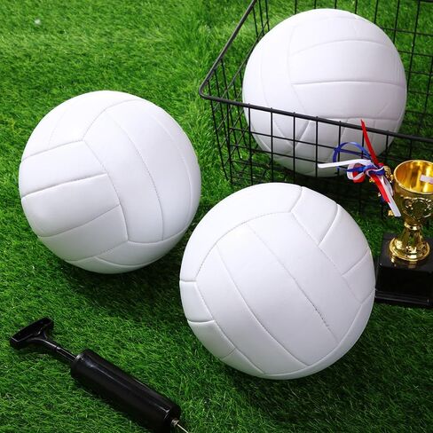 Jexine 6 Pcs All White Volleyball Ball Blank Official Size 5 Volleyball Ball Christian Charity Donation Plain White Volleyball Ball with Needle Pump for Autographs Awards Sign Painting Coaches Gift in Kuwait