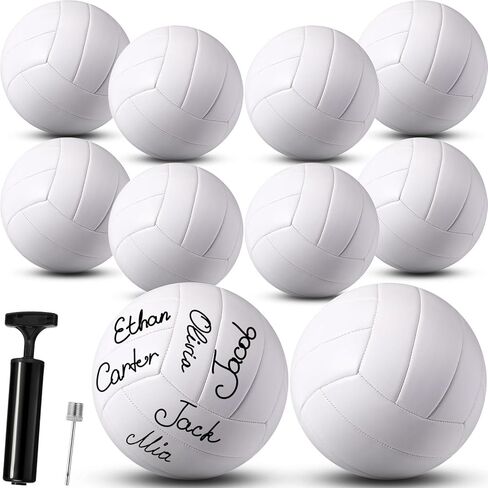Jexine 6 Pcs All White Volleyball Ball Blank Official Size 5 Volleyball Ball Christian Charity Donation Plain White Volleyball Ball with Needle Pump for Autographs Awards Sign Painting Coaches Gift in Kuwait
