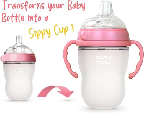 Sippy Cup Soft Spout Conversion Kit for Comotomo Baby Bottles, Sippy Cup Transition Set with Sippy Spout Nipples, Weighted Straws, Bottle Handles and Cleaning Brushes, Green, 2 Pack in Saudi Arabia