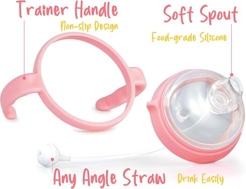 Sippy Cup Soft Spout Conversion Kit for Comotomo Baby Bottles, Sippy Cup Transition Set with Sippy Spout Nipples, Weighted Straws, Bottle Handles and Cleaning Brushes, Green, 2 Pack in Saudi Arabia