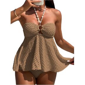 بدلة الاستحمام للنساء Oyoangle Women Tankini خاتم مُحسّن مرتبطين بالسباحة على الشاطئ in Kuwait