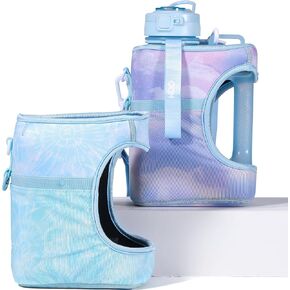 H2O Capsule Half Gallon Cube Square Water Bottle - 2.2L Water Bottle with Strap, Storage Sleeve, Straw and Chug Lid – BPA Free Reusable Sports Water Jug with Handle, (68 Ounce), (Jet Black) in Kuwait