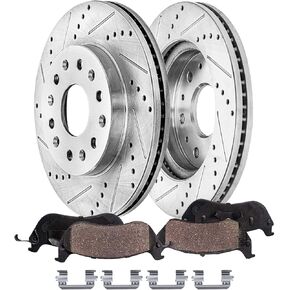 Detroit Axle-مجموعة الفرامل الأمامية لـ 17-20 GMC Acadia 18-20 Chevy Traverse Enclave 19-20 Blazer ، حفر فرامل الفرامل المحفورة والمزودة بالقرص المرسى مع استبدال الأجهزة: 12.64 بوصة الدوارات in Saudi Arabia