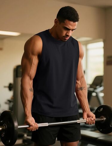 TACVASEN Tank Tops Men Sleeveless Shirts Cotton Workout Gym Athletic Muscle Casual Undershirts Summer Tank Tops Men in Kuwait