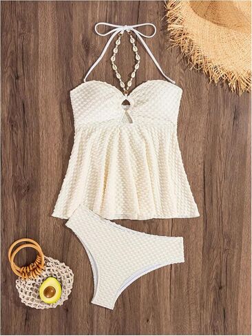 بدلة الاستحمام للنساء Oyoangle Women Tankini خاتم مُحسّن مرتبطين بالسباحة على الشاطئ in Kuwait