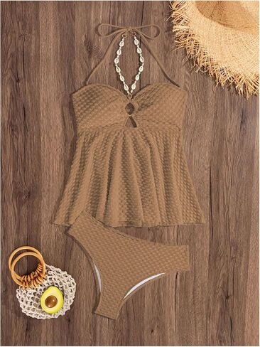 بدلة الاستحمام للنساء Oyoangle Women Tankini خاتم مُحسّن مرتبطين بالسباحة على الشاطئ in Saudi Arabia