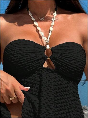 بدلة الاستحمام للنساء Oyoangle Women Tankini خاتم مُحسّن مرتبطين بالسباحة على الشاطئ in Kuwait