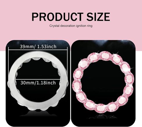 1 PC Crystal Push to Start Button Cover ، غطاء زر بدء تشغيل محرك السيارة المتلألئ ، وغطاء زر Start Fudcle ، وملحقات سيارة Bling Universal للنساء (الأسود) in Saudi Arabia