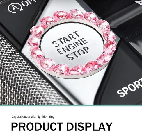 1 PC Crystal Push to Start Button Cover ، غطاء زر بدء تشغيل محرك السيارة المتلألئ ، وغطاء زر Start Fudcle ، وملحقات سيارة Bling Universal للنساء (الأسود) in Saudi Arabia