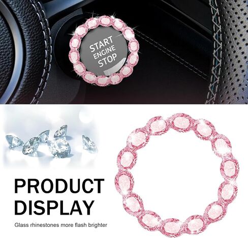 1 PC Crystal Push to Start Button Cover ، غطاء زر بدء تشغيل محرك السيارة المتلألئ ، وغطاء زر Start Fudcle ، وملحقات سيارة Bling Universal للنساء (الأسود) in Saudi Arabia